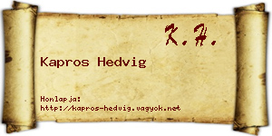 Kapros Hedvig névjegykártya